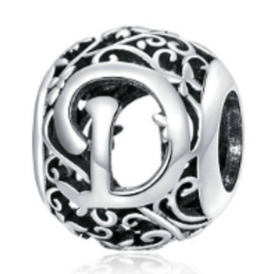 Sterling Silber 925 Magic Alphabet Buchstabe D mit Blumen Perle auf Armband