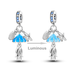 Charm Sterlingsilber 925 Luminozní - Meer - Qualle, Seestern, Muschel, 3-in-1 Anhänger für Armband Meer Charm Sterlingsilber 925 Luminozní - Meer - Qualle, Seestern, Muschel, 3-in-1 Anhänger für Armband Meer