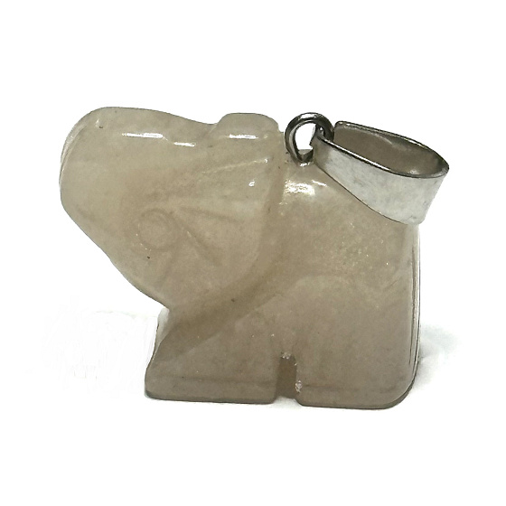 Achate hell Elefantenanhänger Naturstein, handgeschliffene Figur 1,8 x 2,5 x 8 mm, Stein der Stabilität
