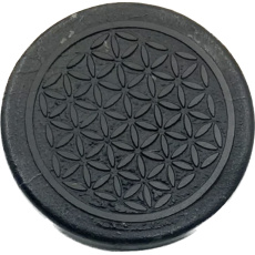 Shungit Gravierter Aufkleber heilige Geometrie auf Handy EMF-Schutz, 5G Schutz, Strahlenschutz 3 cm