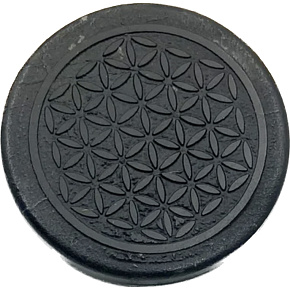 Shungit Gravierter Aufkleber heilige Geometrie auf Handy EMF-Schutz, 5G Schutz, Strahlenschutz 3 cm