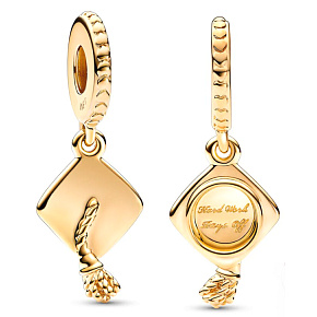 Charms Sterling Silber 925 Vergoldet Graduation - Graduation Cap - Harte Arbeit zahlt sich aus, Graduate Anhänger Armband