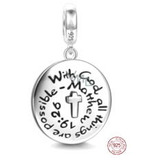 Charm Sterlingové stříbro 925 Náboženské kouzlo - U Boha je všechno možné, přívěsek na náramek víra Charm Sterlingové stříbro 925 Náboženské kouzlo - U Boha je všechno možné, přívěsek na náramek víra