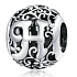 Magic Alphabet Buchstabe H, Silber, mit Blumen, Armbandanhänger 9 mm