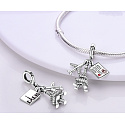 Sterling Silber 925 Flying to Paris - wish you were here, 3in1 Reisearmband Anhänger 9 mm
