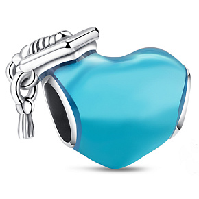 Charme Sterling Silber 925 Graduation - blau Graduierung Herz, Absolvent, Graduierung Armband Perle