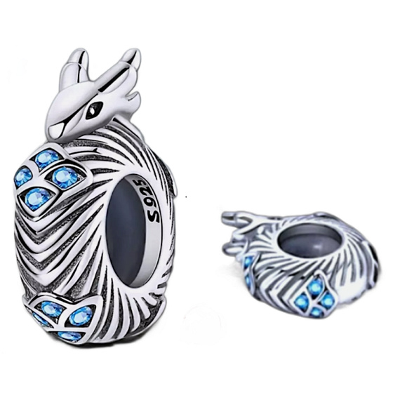 Charm Ledový drak, korálek na náramek zvíře