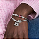 Sterling Silber 925 Gestanzte Pfote eines vierbeinigen Haustieres, Perle an einem Haustierarmband