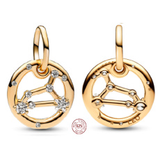 Charm Sterling Silber 925 Gold plattiert Sternzeichen Löwe, Anhänger für Armband