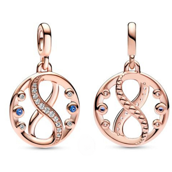 Charms Sterling Silber 925 Infinity Symbol Rose - Mini Medaillon, Anhänger Armband Symbol