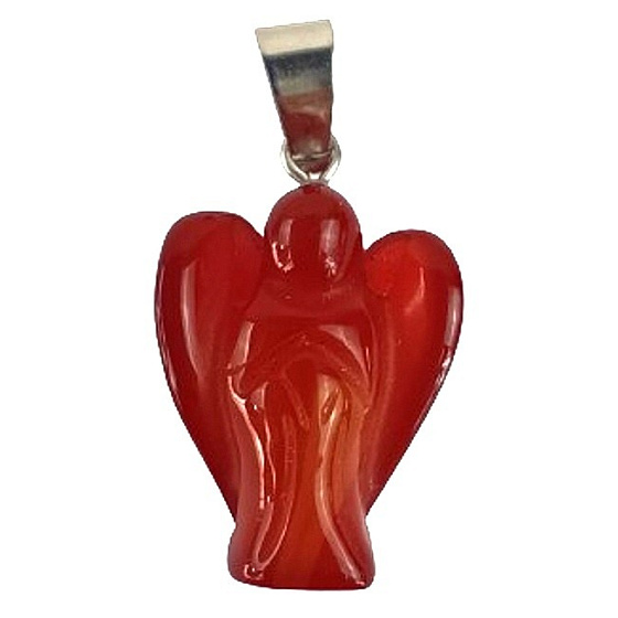 Roter Achat Schutzengel Anhänger Naturstein 2 - 2,2 cm, verleiht Mut und Stärke