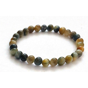 Tigerauge mehrfarbiges Armband elastischer Naturstein, Kugel 6 mm / 16-17 cm, Stein der Sonne und Erde, bringt Glück und Reichtum