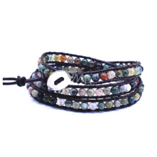 Achat Indianer Lederarmband braun Naturstein Wrap Hand gestrickt Perle 4 mm / 34 + 5 cm cm, Verschluss, fügt Rückstoß und Stärke Achat Indianer Lederarmband braun Naturstein Wrap Hand gestrickt Perle 4 mm / 34 + 5 cm cm, Verschluss, fügt Rückstoß und Stärke