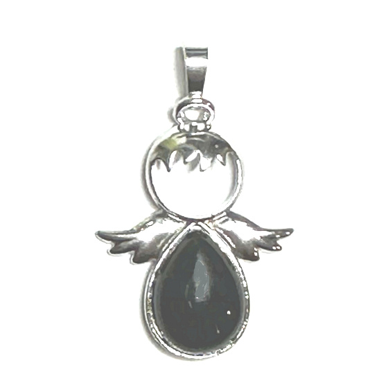 Obsidian Engel Schutzengel Anhänger Naturstein 3,5 x 2,5 mm, Rettungsstein