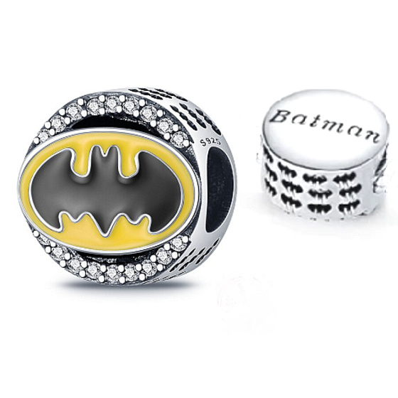 Sterling Silber 925 Batman mit kubischen Zirkonen, Perle für Armband