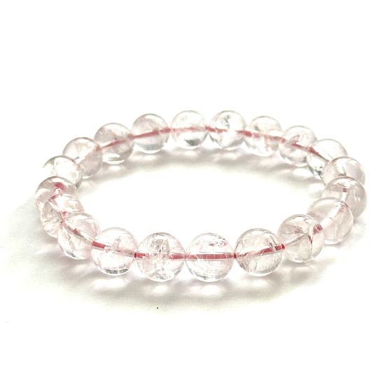 Azeztulite rosa Armband elastischer Naturstein 9 mm / 16-17 cm Hochfrequenzenergie, Stein des Lichts und der Klarheit