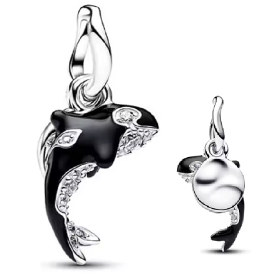 Charm Orca „Free as the Ocean“ – Anhänger der Freiheit, Stärke und des Ozeans, für ein Meeresarmband