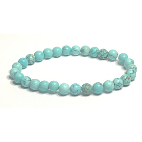 Tyrkenit mattes Armband elastischer Naturstein, Kugel 6 mm / 16 - 17 cm, Stein der jungen Leute, die ein Lebensziel suchen