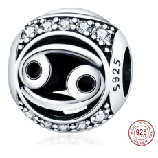 Krebs, Sternzeichen, Silber + Zirkonia-Armbandanhänger, Kugel 9 mm 1 Stück