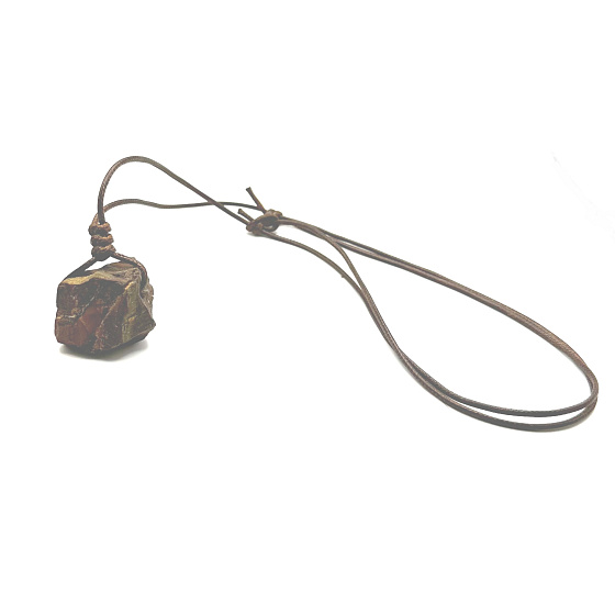 Tigerauge Rohstein Halskette verstellbare Größe, ca. 3 x 2,5 cm, Sonne und Erde Stein, bringt Glück und Reichtum
