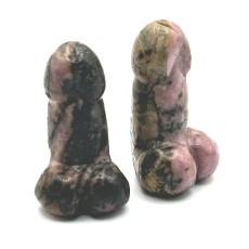 Rhodonit Penis für Glück, Naturstein zum Stehen ca. 3 cm, großer Herzensheiler