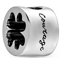 Charms Sterling Silber 925 Ausgeschnittenes vierblättriges Kleeblatt - Glück und Mut, Perle für Armband natur