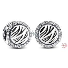 Charm Sterling Silber 925 Charm mit Zebradruck, Perle auf Armband Tier Charm Sterling Silber 925 Charm mit Zebradruck, Perle auf Armband Tier