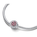 Charm Sterling Silber 925 Charm mit Zebradruck rosa, Perle auf Armband Tier