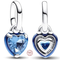 Charms Sterling Silber 925 Blue Heart - Mini Medaillon, Anhänger für Liebesarmband