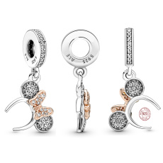 Charm Sterling Silber 925 Disney Stirnband Minnie Mouse, Film-Armband-Anhänger