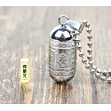 Urnen-Gedenkanhänger, Om Man iMantra buddhistisch wasserdicht, Edelstahl 28 x 13 mm + Kette