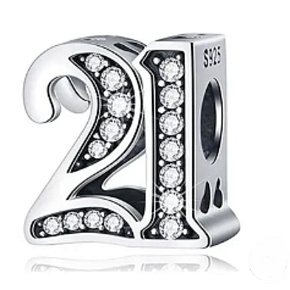 Charme Sterling Silber 925 21 Jahrestag, Perle auf Armband