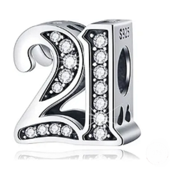 Charme Sterling Silber 925 21 Jahrestag, Perle auf Armband