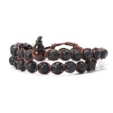 Lávový buddhistický náramek se santalovým Buddha prvkem – korálky 6 mm, klid, energie a uzemnění