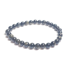 Obsidian Goldarmband elastisch Naturstein, Kugel 6 mm / 16-17 cm, Rettungsstein