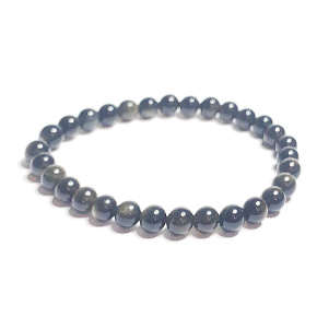 Obsidian Goldarmband elastisch Naturstein, Kugel 6 mm / 16-17 cm, Rettungsstein