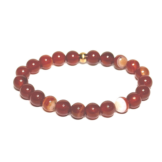 Achat rot Armband elastisch Naturstein, Perle 8 mm / 16-17 cm, fügt Rückstoß und Stärke