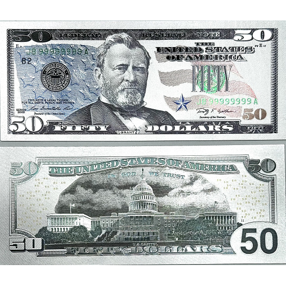 Talisman versilberte 50 USD Dollarnote