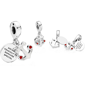 Sterling Silber 925 Anker der Liebe 2in1, Liebesarmband-Anhänger