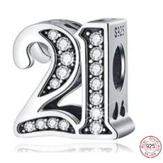 Charme Sterling Silber 925 21 Jahrestag, Perle auf Armband