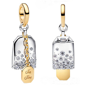 Charm Čajový sáček Tea Time, 2v1 přívěsek na náramek jídlo a pítí