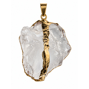 Quarz – Anhänger aus Naturstein in goldfarbener Fassung, ca. 2–3,5 cm | Talisman für Reinheit, Energie und Harmonie