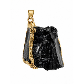Obsidian – Anhänger aus Naturstein in goldfarbener Fassung, ca. 2–3,5 cm | Talisman für Schutz, Stärke und Mut