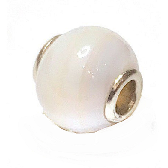 Achat weiß Anhänger rund Naturstein 14 mm, Loch 4,2 mm 1 Stück, sorgt für Frieden und Ruhe