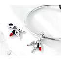 Charm Sterling Silber 925 Chic style - Lippenstift, Kamm, Spiegel 3in1, Armband Anhänger, Interessen