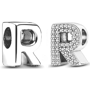 Sterling Silber 925 Alphabet Buchstabe R, Perle für Armband