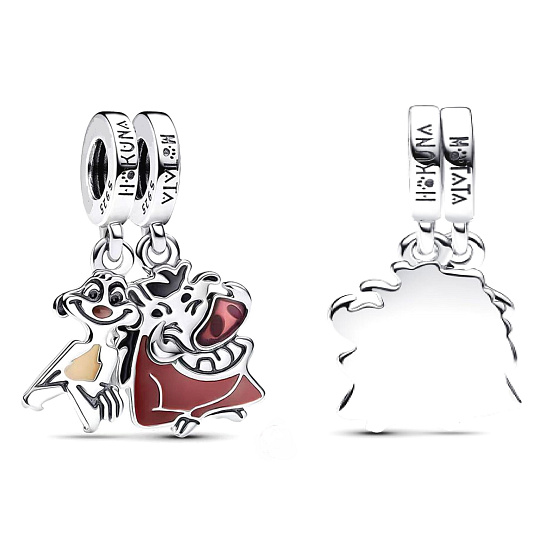 Charm Sterling Silber 925 Disney König der Löwen Timon und Pumba 2in1, film armband anhänger