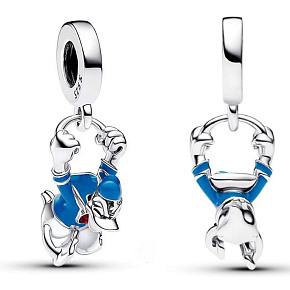 Charm Sterling Silber 925 Disney Donald Duck mit blauer Emaille, Film-Armband-Anhänger
