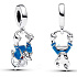 Charm Sterling Silber 925 Disney Donald Duck mit blauer Emaille, Film-Armband-Anhänger