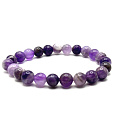 Chevron Amethyst Armband elastisch Naturstein, Kugel 8 mm / 16 - 17 cm, Stein der Könige und Bischöfe